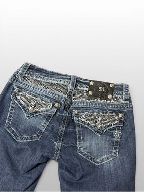 Miss Me Signature Cropped Jeans Womens 27 Bootcut Flap Pocket Y2K